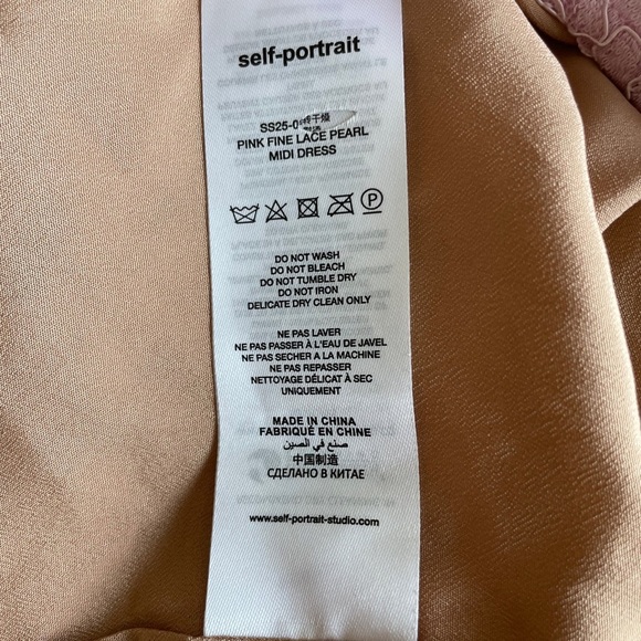 NEW Self-Portrait Fine Lace Pearl Midi Dress in Pink | UK 8 / US 4 - Picture 16 of 16